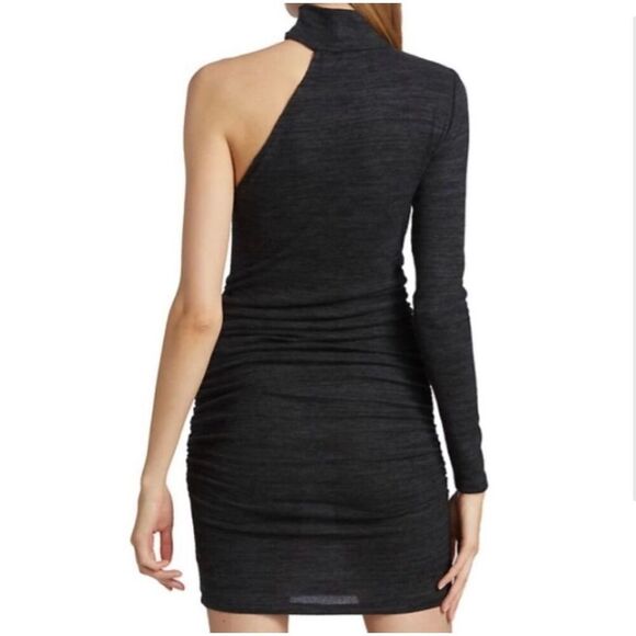 Revolve n:philanthropy Electra Mini Dress Charcoal One Shoulder Bodycon NWT Lg - Picture 2 of 15
